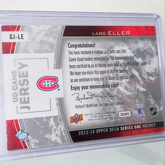 Lars Eller UD Game-Used Jersey Hockey Card Montreal Canadiens 2013/14 - Picture 2 of 2